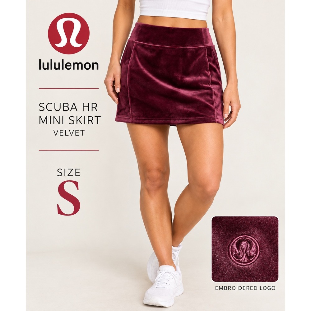 Lululemon Scuba High Rise Mini Skirt Womens Small Garnet Velvet LW8AL9S NWT